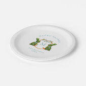 Monogrammed Crest Topiary Bunny Pasen Papieren Bordje (Gekanteld)