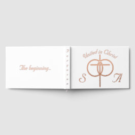 Monogrammed Cross & Rings Wedding Gastenboek