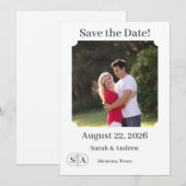 Monogrammed Cross & Rings Wedding Save The Date (Voorkant / Achterkant)