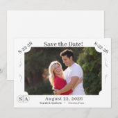 Monogrammed Cross & Rings Wedding Save the Date (Voorkant / Achterkant)
