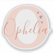 Monogrammed Custom Name Elegant Faux Diamonds Sticker (Voorkant)