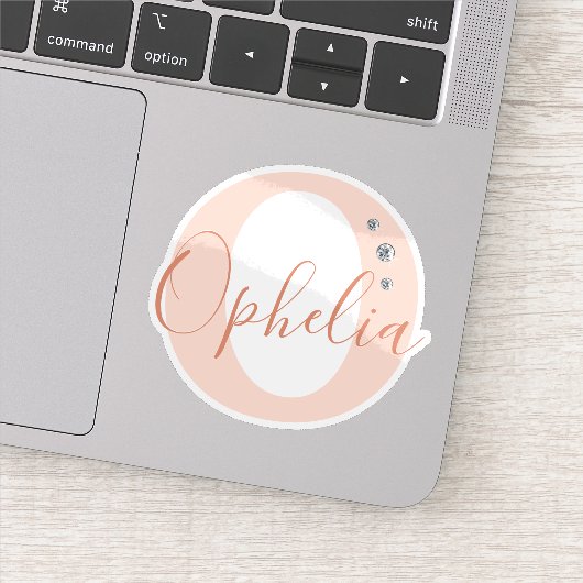 Monogrammed Custom Name Elegant Faux Diamonds Sticker (Detail)