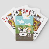 Monogrammed Cute Cow Pokerkaarten (Achterkant)