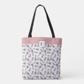 Monogrammed Cute Pink Floral Flowers Pattern Draagtas (Achterkant)
