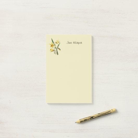 Monogrammed daffodil Post-it Notes (Sur un bureau)