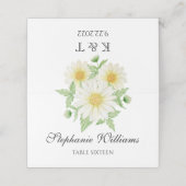 Monogrammed Daisy Flowers Place Card (Buitenkant ongevouwen)