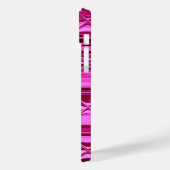 Monogrammed Dark Pink Shiny Satin Waves Case-Mate iPhone Case (Achterkant / Links)