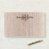 Monogrammed de Sjabloon van het Hout ziet Oude Man Post-it® Notes (Op bureau)