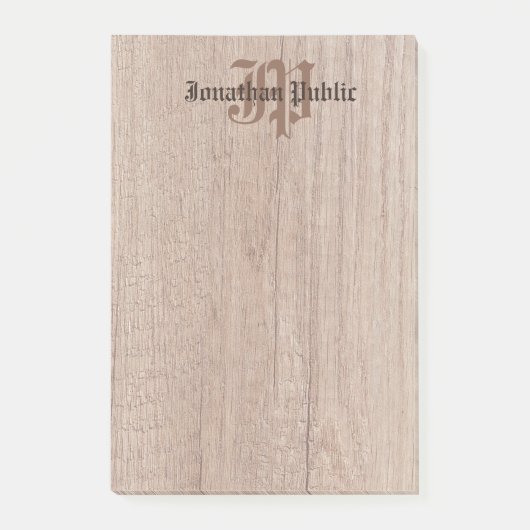 Monogrammed de Sjabloon van het Hout ziet Oude Man Post-it® Notes (Voorkant)