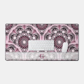 Monogrammed Deco Dusky Roos Cherry Blossom Mandala Bureaumat (Keyboard & Muis)