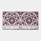 Monogrammed Deco Dusky Roos Cherry Blossom Mandala Bureaumat (Voorkant)