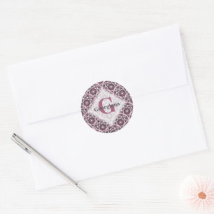 Monogrammed Deco Dusky Roos Cherry Blossom Mandala Ronde Sticker
