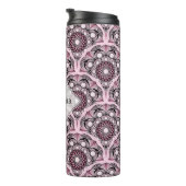 Monogrammed Deco Dusky Roos Cherry Blossom Mandala Thermosbeker (Geroteerd rechts)