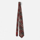 Monogrammed Deep Red Tartan Plaid Stropdas (Achterkant)