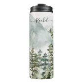 Monogrammed dennenbos en bergen thermosbeker (Voorkant)