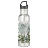 Monogrammed dennenbos en bergen waterfles  (Voorkant)