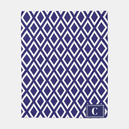 Monogrammed Diamond Pattern Fleece Blanket (Voorkant)