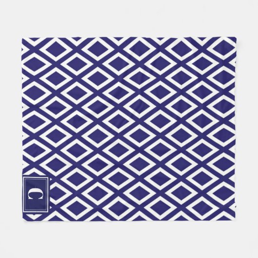 Monogrammed Diamond Pattern Fleece Blanket (Voorkant (Horizontaal))