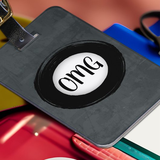 Monogrammed Distressed Black & White Grunge Modern Bagagelabel