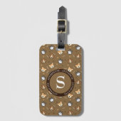 Monogrammed Dog Pattern Bagagelabel (Voorkant (verticaal))