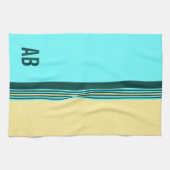 Monogrammed Donkergroene gele strepen Theedoek (Horizontaal)