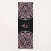 Monogrammed Dusky Roos Bloemen Fronds Dot Mandala Yogamat (Voorkant)