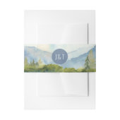 Monogrammed Dusty Blue Mountain Wedding Uitnodigingen Wikkel (Voorkant Voorbeeld)