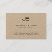 Monogrammed Echt Kraft Papier Moderne Professionee Visitekaartje (Achterkant)