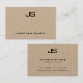 Monogrammed Echt Kraft Papier Moderne Professionee Visitekaartje (Voorkant / Achterkant)