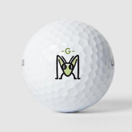 Monogrammed Edgy Grasshopper Icon Gezicht Voorkant Golfballen (Voorkant)