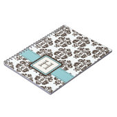 Monogrammed Eggshell Blue Brown Damask Spiral Note Notitieboek (Linkerzijde)