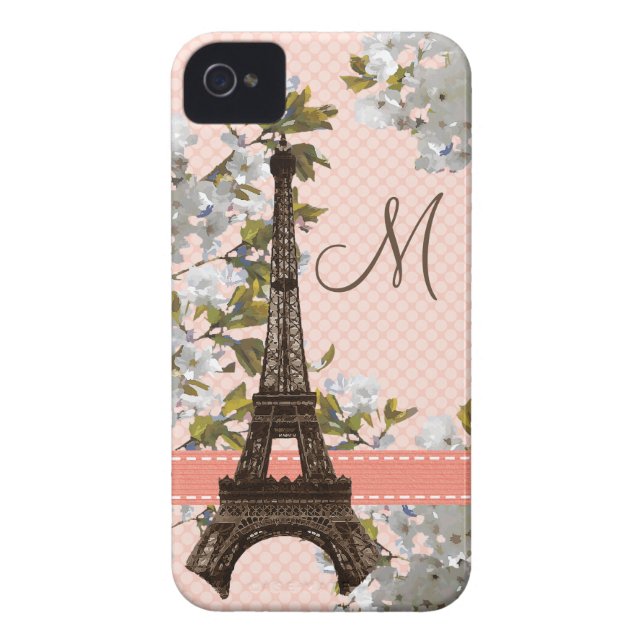 Monogrammed Eiffel Tower iPhone 4 Case Mate Barely (Achterkant)