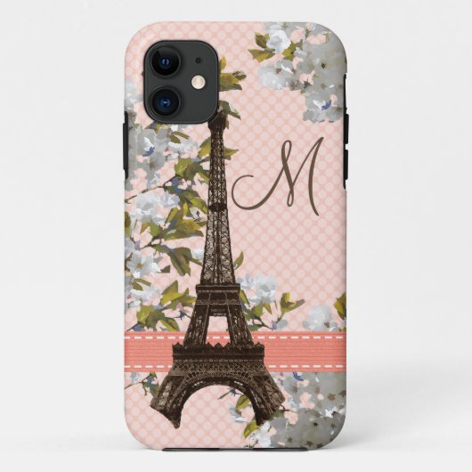 Monogrammed Eiffeltoren Case-Mate iPhone Case (Achterkant)