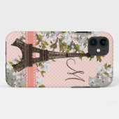 Monogrammed Eiffeltoren Case-Mate iPhone Case (Achterkant (horizontaal))