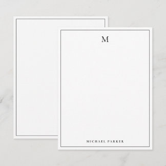 Monogrammed Elegant Black and white Professional  Bedankkaart