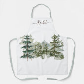 Monogrammed Elegant dennenbos en berg Schort (Voorkant)