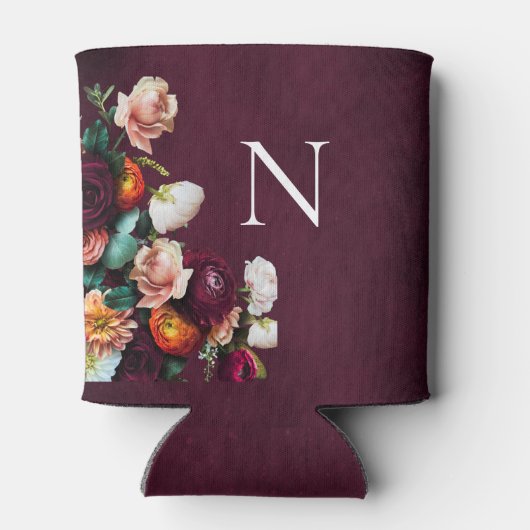 Monogrammed Elegant Floral Botanical Modern Blikjeskoeler (Achterkant)