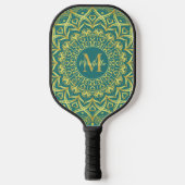Monogrammed Elegant Girly Mandala Blauwgroen Groen Pickleball Paddle (Voorkant)