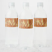 Monogrammed Elegant Gold Sparkle Waterverf Waterfles Etiket (Flessen)