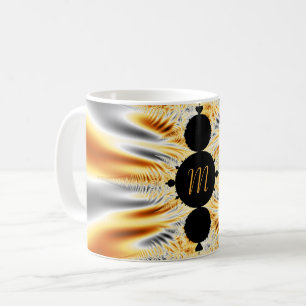 Monogrammed Elegant Golden Oranje & Silver Fractal Koffiemok