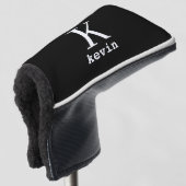 Monogrammed elegant golfer zwart gepersonaliseerd golfheadcover (3/4 voorkant)