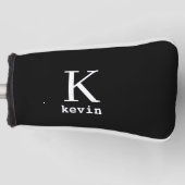 Monogrammed elegant golfer zwart gepersonaliseerd golfheadcover (Voorkant)