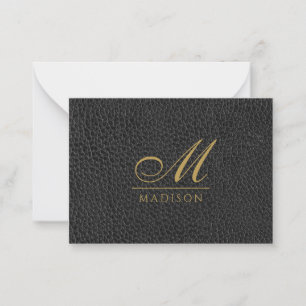 Monogrammed Elegant Goud Zwart Modern Notitiekaartje