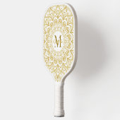 Monogrammed Elegant Mandala Girly Wit en Goud Pickleball Paddle (Links)