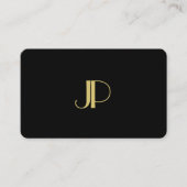 Monogrammed Elegant Modern Black Gold Sjabloon Visitekaartje (Voorkant)