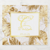 Monogrammed Elegant Monstera Vergulde Gouden Bruil Sparkling Wijnetiket (Enkel label)