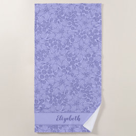 Monogrammed Elegant Paarse Floral Strandlaken