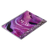Monogrammed Elegant Paarse Marble Glitter Luxury Notitieboek (Linkerzijde)