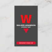 Monogrammed Elegant (QR-code) Rood & Mat Zwart Visitekaartje (Voorkant)