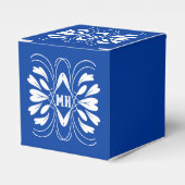 Monogrammed Elegant Royal Blue Custom Favor Box Bedankdoosjes (Voorkant Zijde)